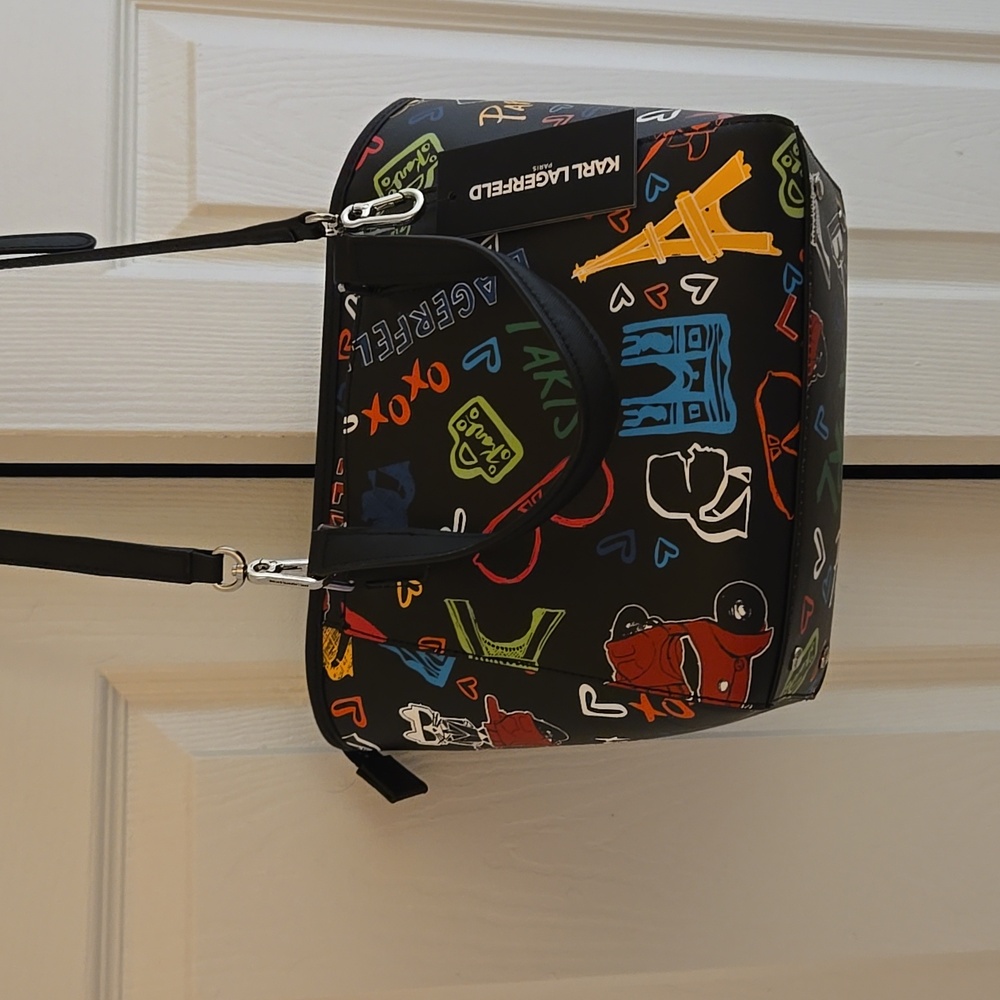 Karl Lagerfeld Black Multi Color Tote Brand New Approx size : 14 inch ( L) x 12i - Picture 3 of 4